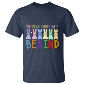 Teacher Easter T Shirt Treat All Peeps With Kindness Funny Bunny TS10 Navy Print Your Wear