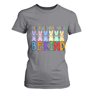 Teacher Easter T Shirt For Women Treat All Peeps With Kindness Funny Bunny TS10 Charcoal Print Your Wear