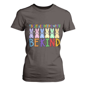 Teacher Easter T Shirt For Women Treat All Peeps With Kindness Funny Bunny TS10 Dark Chocolate Print Your Wear