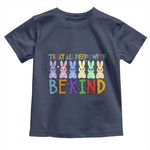 Teacher Easter Toddler T Shirt Treat All Peeps With Kindness Funny Bunny TS10 Navy Print Your Wear