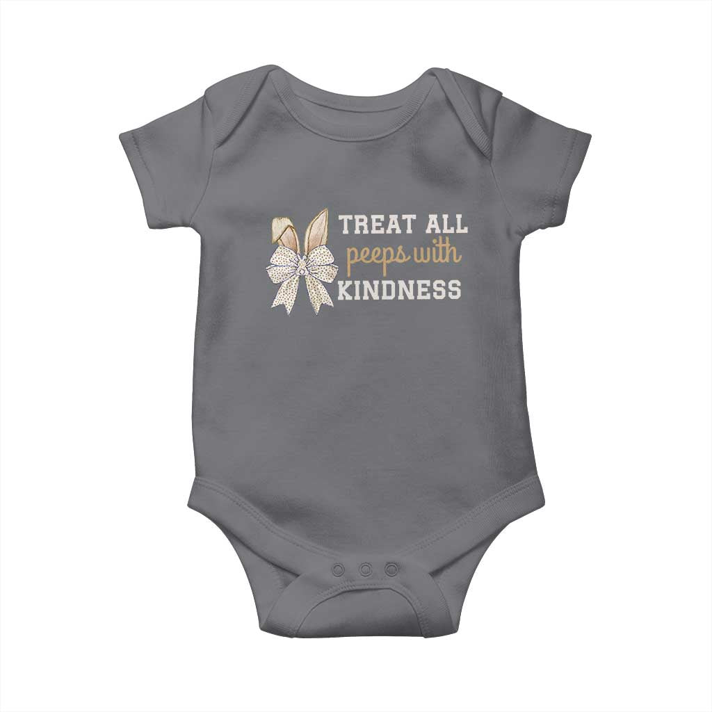 Bunny Coquette Ears Easter Teachers Baby Onesie Treat All Peeps With Kindness TS10 Charcoal Print Your Wear