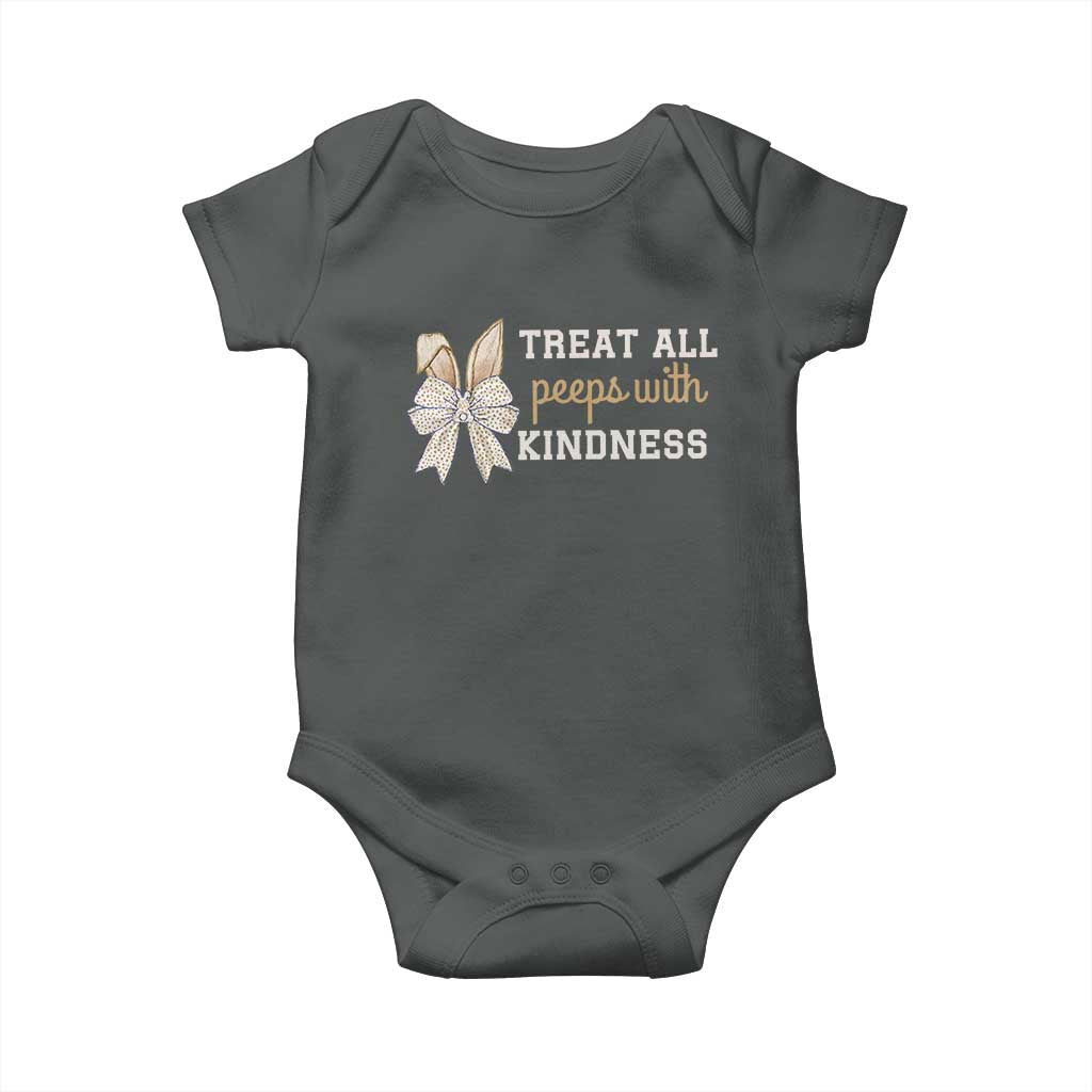Bunny Coquette Ears Easter Teachers Baby Onesie Treat All Peeps With Kindness TS10 Dark Heather Print Your Wear
