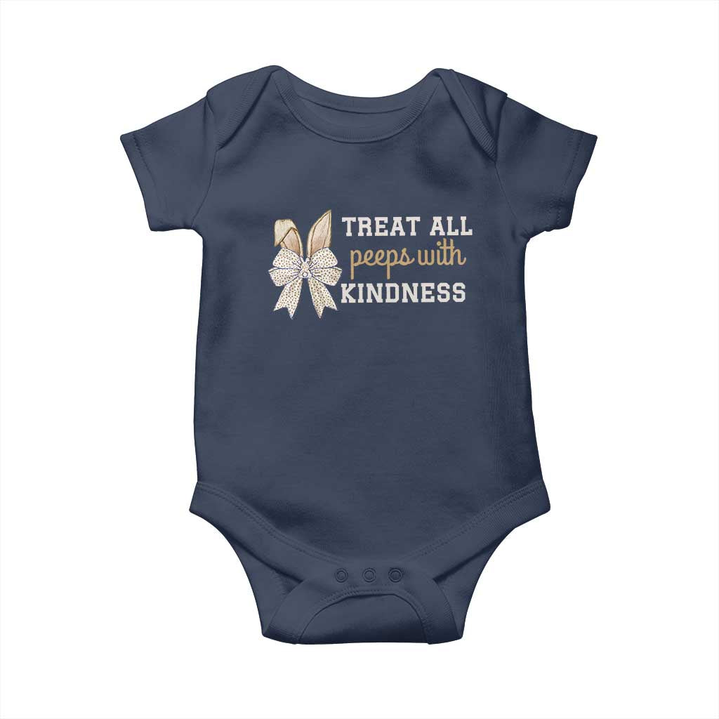 Bunny Coquette Ears Easter Teachers Baby Onesie Treat All Peeps With Kindness TS10 Navy Print Your Wear