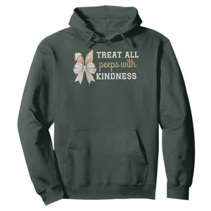 Bunny Coquette Ears Easter Teachers Hoodie Treat All Peeps With Kindness TS10 Dark Forest Green Print Your Wear