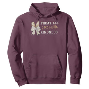 Bunny Coquette Ears Easter Teachers Hoodie Treat All Peeps With Kindness TS10 Maroon Print Your Wear