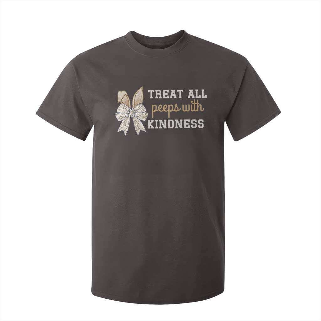 Bunny Coquette Ears Easter Teachers T Shirt For Kid Treat All Peeps With Kindness TS10 Dark Chocolate Print Your Wear