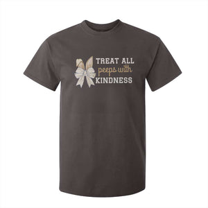 Bunny Coquette Ears Easter Teachers T Shirt For Kid Treat All Peeps With Kindness TS10 Dark Chocolate Print Your Wear