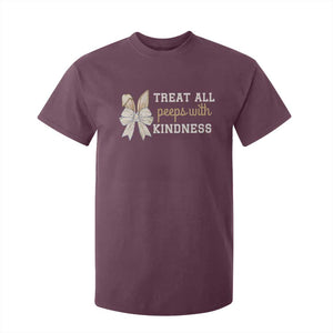 Bunny Coquette Ears Easter Teachers T Shirt For Kid Treat All Peeps With Kindness TS10 Maroon Print Your Wear