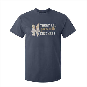 Bunny Coquette Ears Easter Teachers T Shirt For Kid Treat All Peeps With Kindness TS10 Navy Print Your Wear
