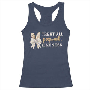 Bunny Coquette Ears Easter Teachers Racerback Tank Top Treat All Peeps With Kindness TS10 Navy Print Your Wear