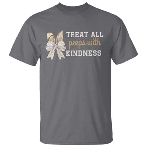 Bunny Coquette Ears Easter Teachers T Shirt Treat All Peeps With Kindness TS10 Charcoal Print Your Wear