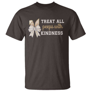 Bunny Coquette Ears Easter Teachers T Shirt Treat All Peeps With Kindness TS10 Dark Chocolate Print Your Wear