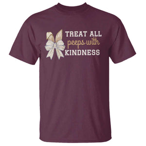 Bunny Coquette Ears Easter Teachers T Shirt Treat All Peeps With Kindness TS10 Maroon Print Your Wear
