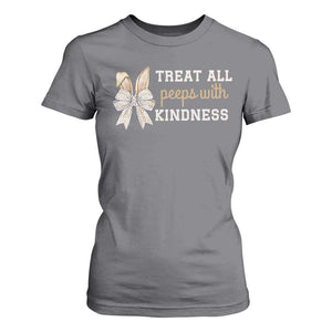 Bunny Coquette Ears Easter Teachers T Shirt For Women Treat All Peeps With Kindness TS10 Charcoal Print Your Wear