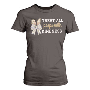 Bunny Coquette Ears Easter Teachers T Shirt For Women Treat All Peeps With Kindness TS10 Dark Chocolate Print Your Wear