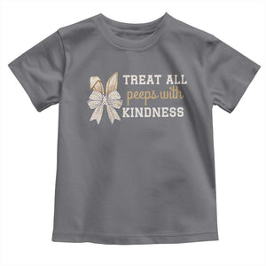 Bunny Coquette Ears Easter Teachers Toddler T Shirt Treat All Peeps With Kindness TS10 Charcoal Print Your Wear