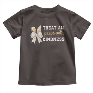 Bunny Coquette Ears Easter Teachers Toddler T Shirt Treat All Peeps With Kindness TS10 Dark Chocolate Print Your Wear