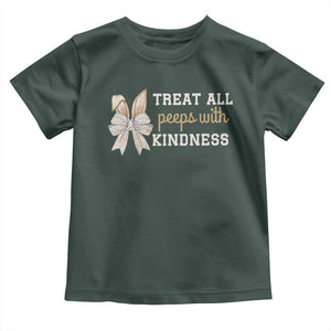 Bunny Coquette Ears Easter Teachers Toddler T Shirt Treat All Peeps With Kindness TS10 Dark Forest Green Print Your Wear