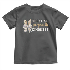 Bunny Coquette Ears Easter Teachers Toddler T Shirt Treat All Peeps With Kindness TS10 Dark Heather Print Your Wear