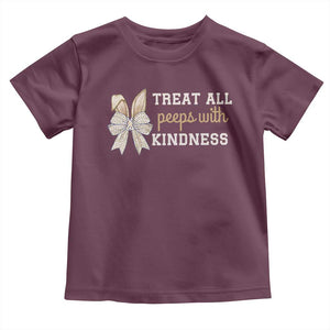 Bunny Coquette Ears Easter Teachers Toddler T Shirt Treat All Peeps With Kindness TS10 Maroon Print Your Wear