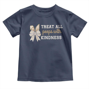 Bunny Coquette Ears Easter Teachers Toddler T Shirt Treat All Peeps With Kindness TS10 Navy Print Your Wear
