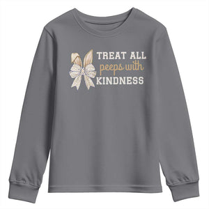 Bunny Coquette Ears Easter Teachers Youth Sweatshirt Treat All Peeps With Kindness TS10 Charcoal Print Your Wear