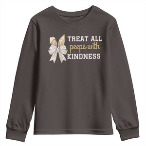 Bunny Coquette Ears Easter Teachers Youth Sweatshirt Treat All Peeps With Kindness TS10 Dark Chocolate Print Your Wear