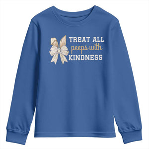 Bunny Coquette Ears Easter Teachers Youth Sweatshirt Treat All Peeps With Kindness TS10 Royal Blue Print Your Wear