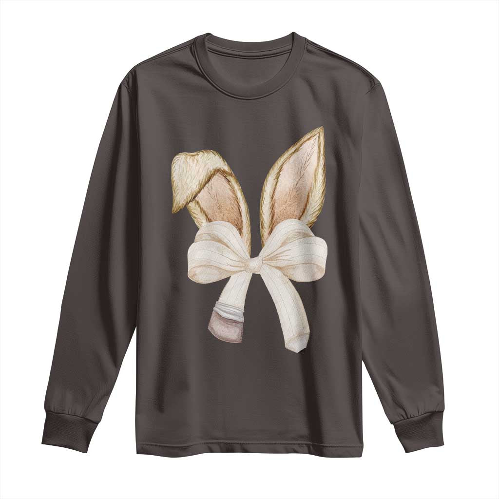 Easter Teachers Bunny Coquette Ears Long Sleeve Shirt TS10 Dark Chocolate Print Your Wear