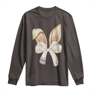 Easter Teachers Bunny Coquette Ears Long Sleeve Shirt TS10 Dark Chocolate Print Your Wear