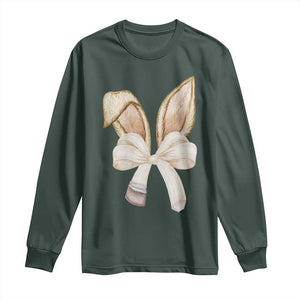 Easter Teachers Bunny Coquette Ears Long Sleeve Shirt TS10 Dark Forest Green Print Your Wear