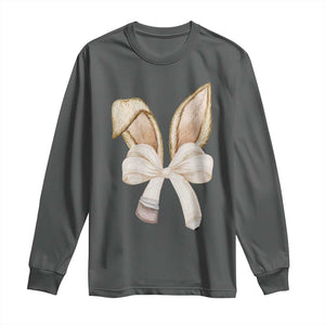 Easter Teachers Bunny Coquette Ears Long Sleeve Shirt TS10 Dark Heather Print Your Wear