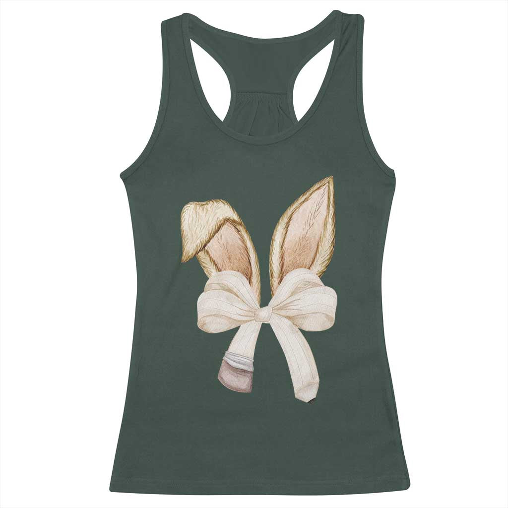 Easter Teachers Bunny Coquette Ears Racerback Tank Top TS10 Dark Forest Green Print Your Wear