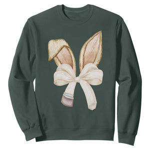Easter Teachers Bunny Coquette Ears Sweatshirt TS10 Dark Forest Green Print Your Wear