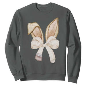 Easter Teachers Bunny Coquette Ears Sweatshirt TS10 Dark Heather Print Your Wear