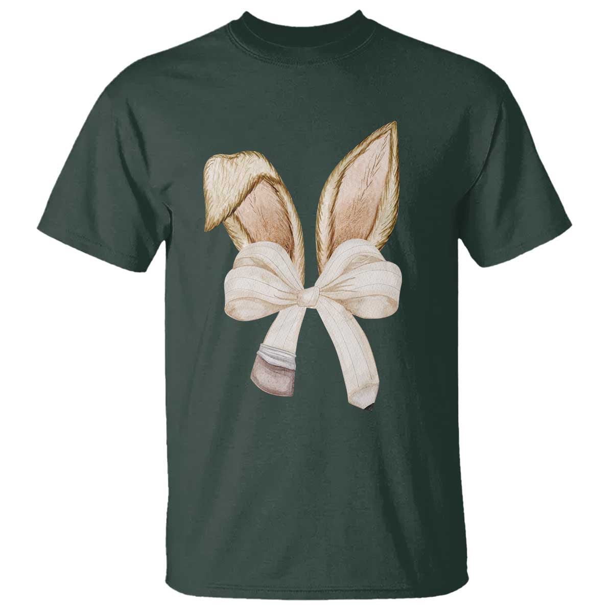Easter Teachers Bunny Coquette Ears T Shirt TS10 Dark Forest Green Print Your Wear