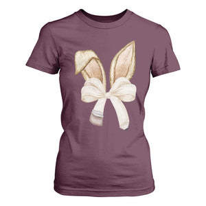 Easter Teachers Bunny Coquette Ears T Shirt For Women TS10 Maroon Print Your Wear