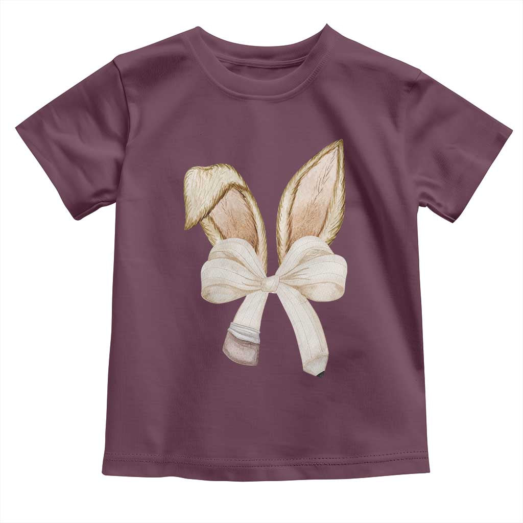 Easter Teachers Bunny Coquette Ears Toddler T Shirt TS10 Maroon Print Your Wear
