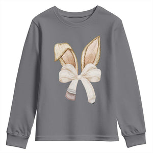 Easter Teachers Bunny Coquette Ears Youth Sweatshirt TS10 Charcoal Print Your Wear