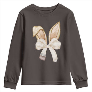 Easter Teachers Bunny Coquette Ears Youth Sweatshirt TS10 Dark Chocolate Print Your Wear