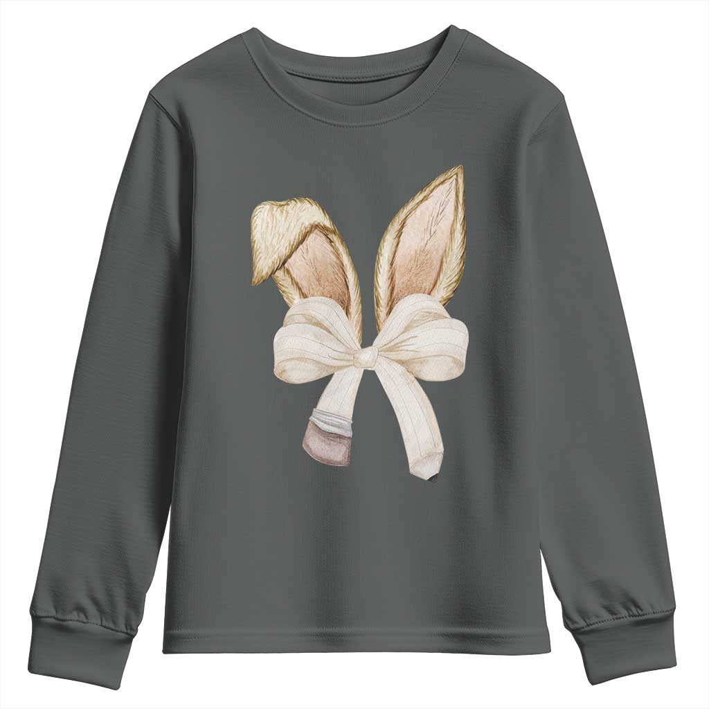 Easter Teachers Bunny Coquette Ears Youth Sweatshirt TS10 Dark Heather Print Your Wear