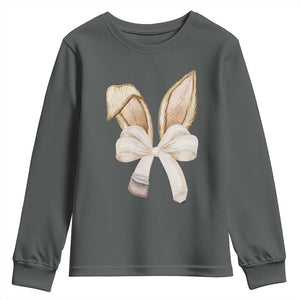 Easter Teachers Bunny Coquette Ears Youth Sweatshirt TS10 Dark Heather Print Your Wear