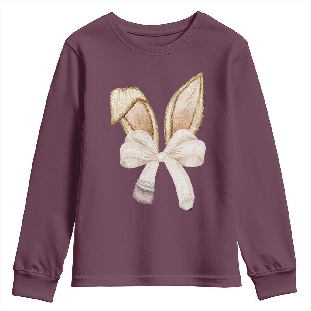Easter Teachers Bunny Coquette Ears Youth Sweatshirt TS10 Maroon Print Your Wear