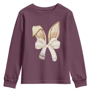 Easter Teachers Bunny Coquette Ears Youth Sweatshirt TS10 Maroon Print Your Wear