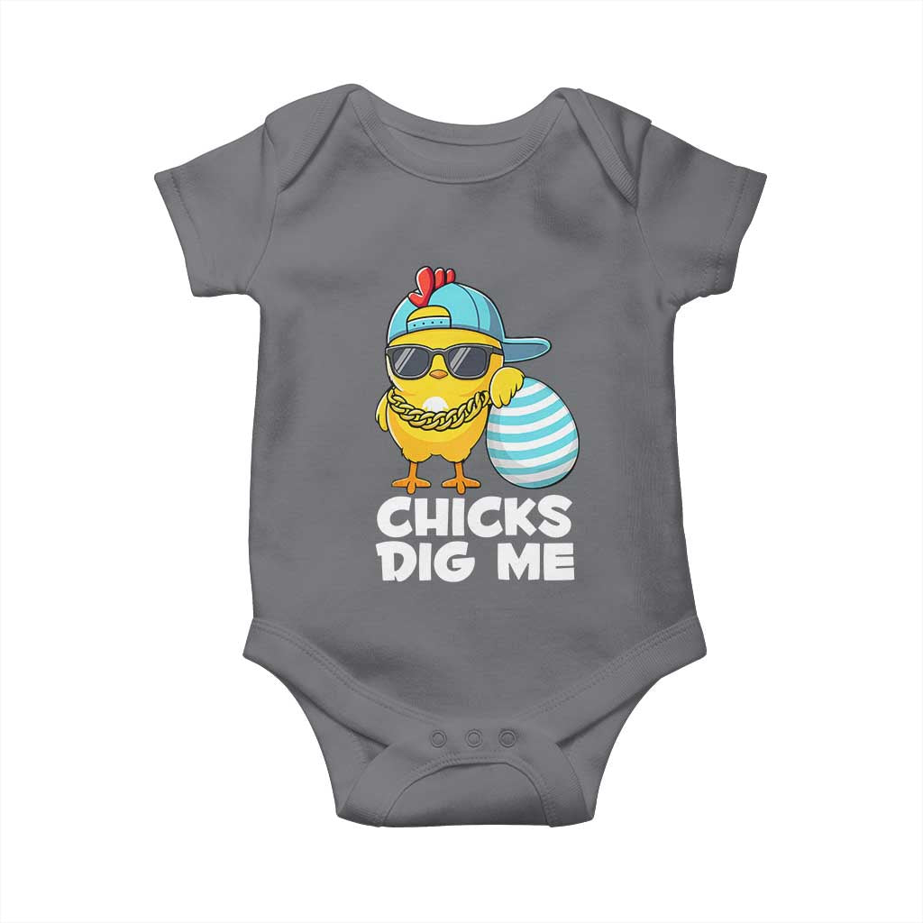 Funny Easter Baby Onesie Chicks Dig Me TS10 Charcoal Print Your Wear