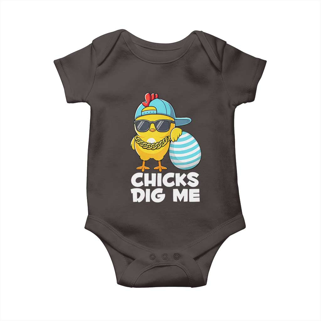 Funny Easter Baby Onesie Chicks Dig Me TS10 Dark Chocolate Print Your Wear