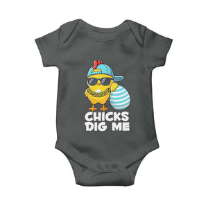 Funny Easter Baby Onesie Chicks Dig Me TS10 Dark Heather Print Your Wear