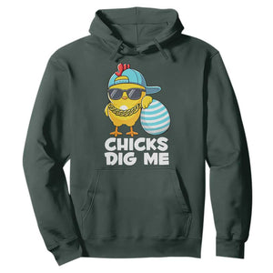 Funny Easter Hoodie Chicks Dig Me TS10 Dark Forest Green Print Your Wear