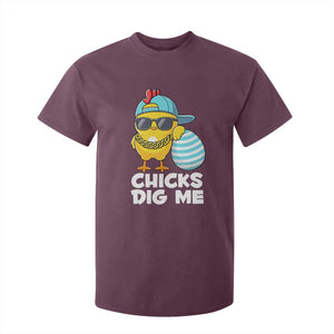 Funny Easter T Shirt For Kid Chicks Dig Me TS10 Maroon Print Your Wear