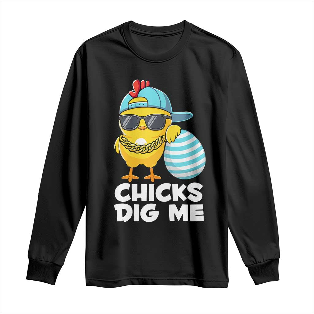 Funny Easter Long Sleeve Shirt Chicks Dig Me TS10 Black Print Your Wear